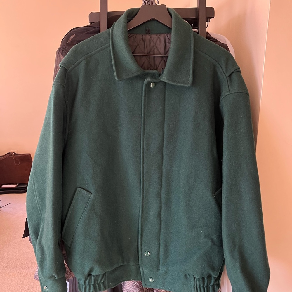 Men's Green Wool Bomber Jacket